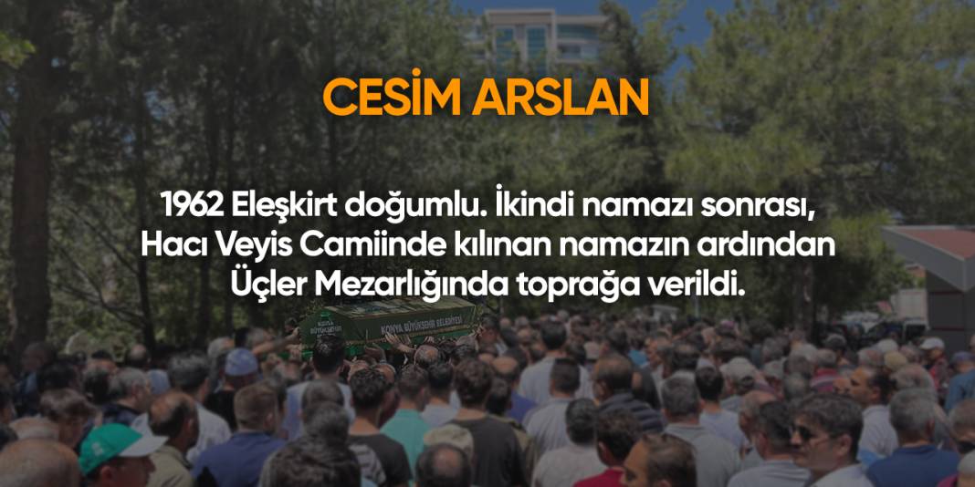 Konya'da bugün vefat edenler | 23 Mayıs 2025 2